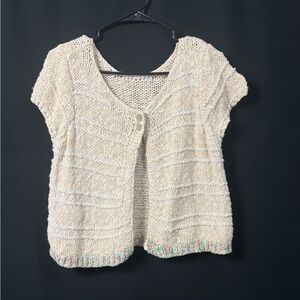 Elegant Cream Knit Women's Cardigan